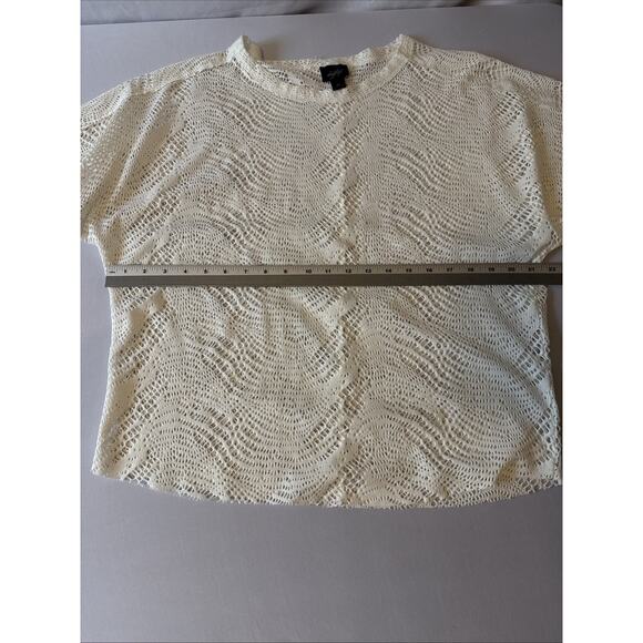 Daytrip‎ Women’s M Boho Chic Stretch Lace Mesh Cream Raw Top Beach Cover Up - Picture 7 of 9